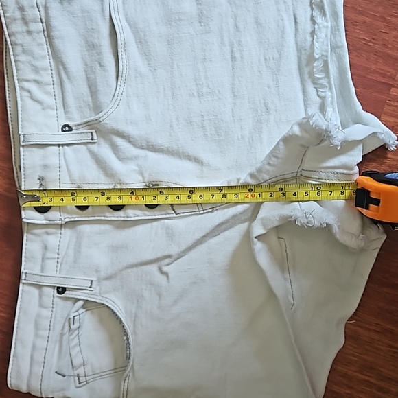 Massimo Power Stretch High Rise Denim Shorts Button Fly Raw Hem Sz 6/ 28 White - Picture 6 of 11